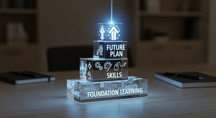 Foundation learning with skills and future plan concept block