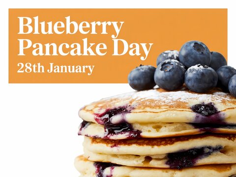 Celebrate blueberry pancake day on january 28th with a delicious stack of fluffy pancakes - Powered by Adobe