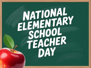 Celebrating national elementary school teacher day with an apple and chalkboard message