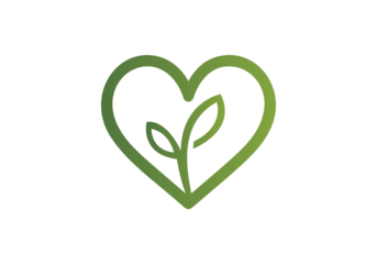 Green Agricultural Landscape Logo PNG , Eco Heart Logo, Leaf Heart Logo for Nature Brands Transparent Background
