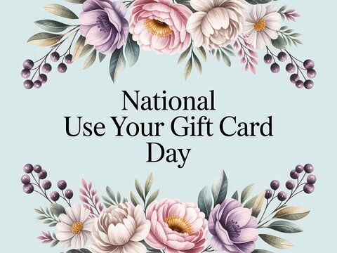Celebrate national use your gift card day with beautiful floral accents and a reminder to redeem your cards - Powered by Adobe