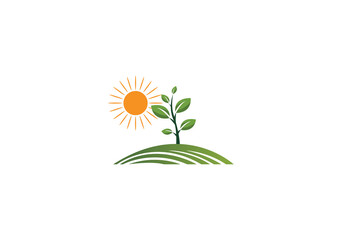 Agriculture and Farming Field Logo  PNG , Eco-Friendly Plant icon, Farm Field logo for Nature Brands Transparent Background