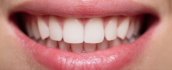 Obraz premium The Smile Close-Up of Healthy White Teeth and Natural Pink Lips