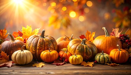 pumpkins and autumn leaves