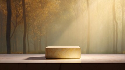 Golden forest silhouette with elegant light nature still life calm environment minimalist view serenity concept