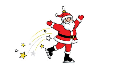 Skating Santa A Festive Illustration of Santa Claus on Ice Skates