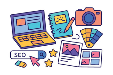 Creative design tools and digital marketing elements collection