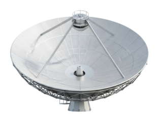 Satellite dish receiving data signals space technology aerial view
