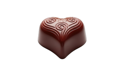 Delicious heart shaped dark chocolate truffle isolated on transparent background