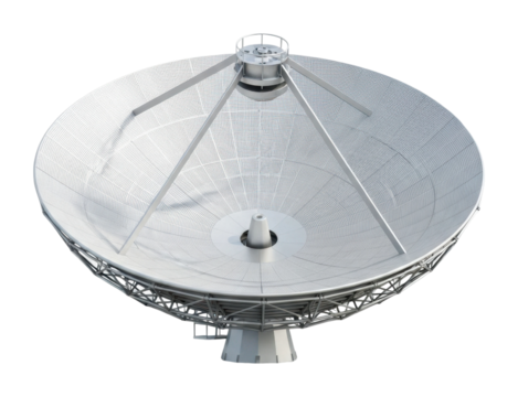 Satellite dish receiving data signals space technology aerial view