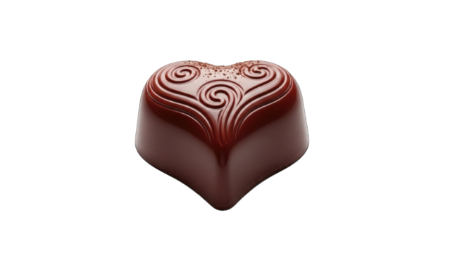 Delicious heart shaped dark chocolate truffle isolated on transparent background - Powered by Adobe