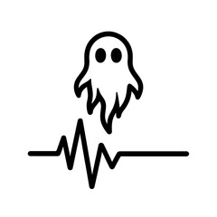 Thin-line black icon of a revenant that manifests at a hero's last breath, symbolizing near-death awakening and final stand. Flat vector, ideal for RPG climax events and high-stakes combat.