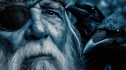 Norse God Odin with Ravens