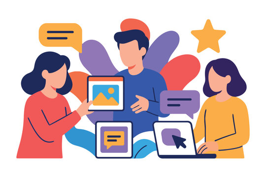 Diverse team collaborating on digital content and online strategy