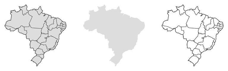 Brazil vector map with state borders for geography, education and data visualization.