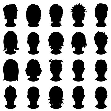 Silhouettes of various heads