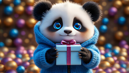 teddy bear with gift, christmas