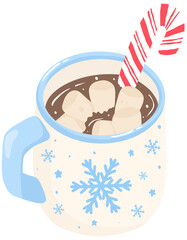 Cozy Winter Pastel – Hot Cocoa with Marshmallows – Cute Clipart
