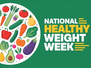 Celebrating national healthy weight week with a vibrant assortment of fresh fruits and vegetables promoting wellness