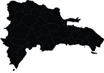 Dominican Republic map detailed black silhouette with provinces vector illustration for geographic and political themes