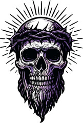 Bearded Skull Crown Thorns Christian Design