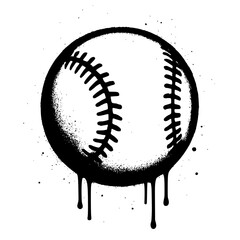 Dynamic baseball graphic with grunge drip effect for sporty designs and athletic branding projects