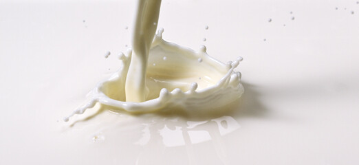 Flowing milk close up