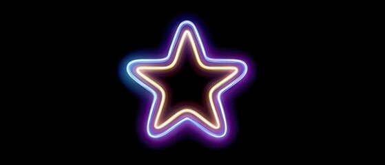 Obraz premium Bright neon star outline glows in vibrant colors against dark background, creating a captivating display of light and shape