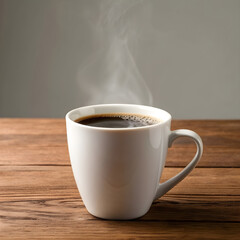 cup of coffee on wooden table