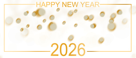 Happy New Year 2026 Golden Text in a Frame with Bokeh Lights perfect for Festive Celebration or Holiday Invitation Background Design