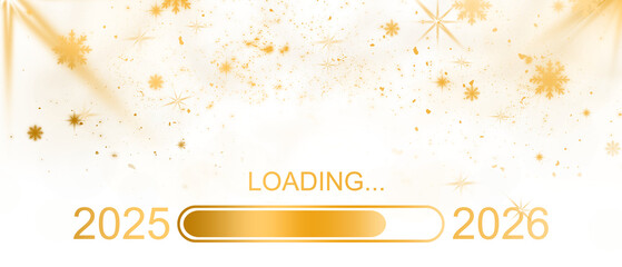 New Year 2025 to 2026 Transition Loading Bar Animation on Festive Golden Background perfect for Celebration Banner or Countdown Design