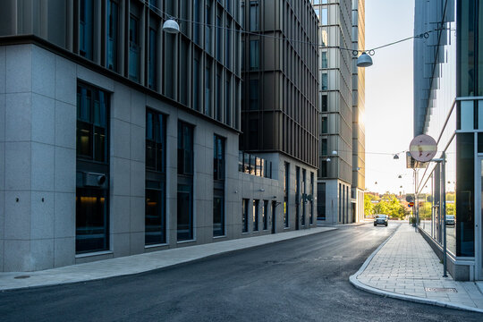 Hagastaden buildings contribute to a Stockholm skyline shaped by urban architecture, as reflection and perspective refine a facade aligned with modern contemporary design expectations