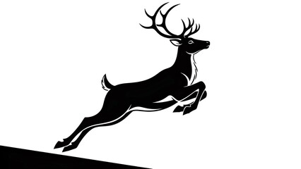 Obraz premium Flying Reindeer Silhouette Christmas Design