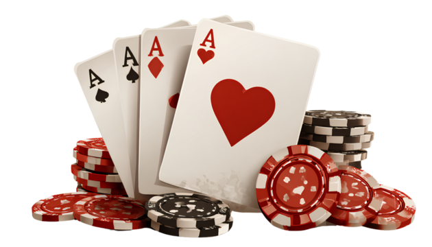 clip art of cards and chips for an online casino game, with a transparent background. PNG - Powered by Adobe