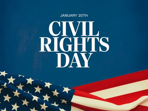 Honoring civil rights day with the american flag and a call for equality and justice