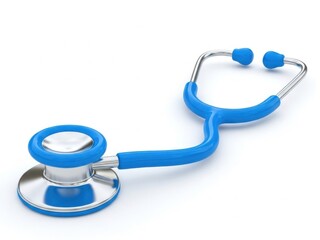 Blue stethoscope medical instrument isolated on white background