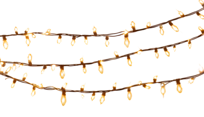 festive string lights isolated on a transparent background