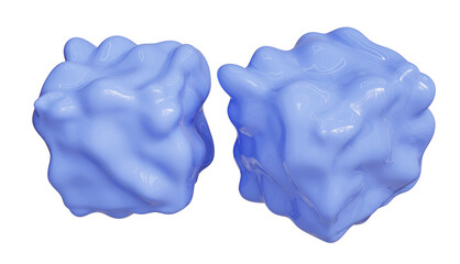 Blue Abstract 3D Rendered Volumetric Shape Structure, Isolated PNG Object with Transparent Background, Conceptual Illustration for Scientific or Medical Visualization.