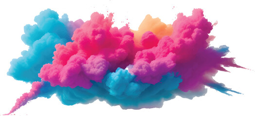 Abstract Energetic Multicolor Powder Splash with Yellow Pink Blue Vibrant Paint Burst Modern Color Explosion