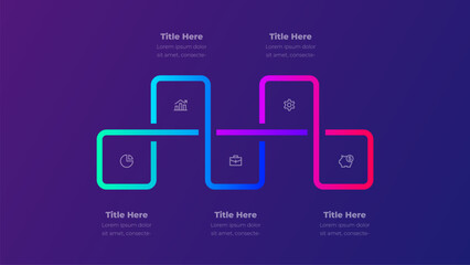 Modern Dark Process Infographic. Gradient Neon Vector Diagram for Business Workflow. Abstract Timeline for Corporate Presentation and Data Visualization with 5 Steps