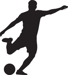 Silhouette of a soccer player kicking a ball with power and precision