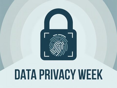 Data privacy week protecting personal information with digital security and fingerprint identification - Powered by Adobe