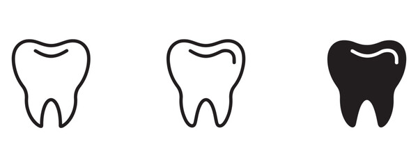 Dental health icons showing healthy and decayed teeth, perfect for modern dentistry and hygiene campaigns or educational materials about oral care