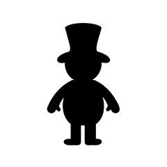 Stylized silhouette of a figure wearing a top hat, arms out to the sides