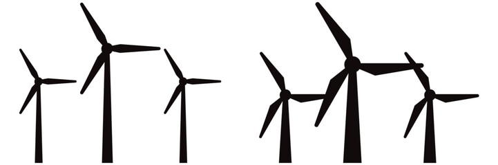 Wind Turbine Icon Set &ndash; Clean Outline Vector for Renewable Energy, Sustainable Power & Green 
Technology