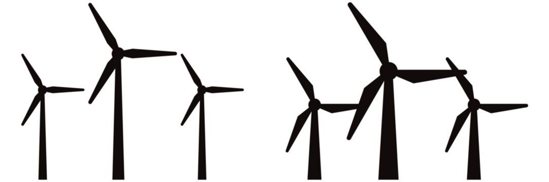 Wind Turbine Icon Set &ndash; Clean Outline Vector for Renewable Energy, Sustainable Power & Green 
Technology