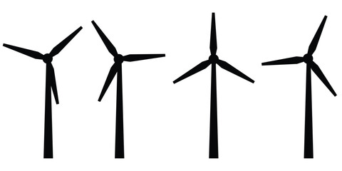 Wind Turbine Icon Set &ndash; Clean Outline Vector for Renewable Energy, Sustainable Power & Green 
Technology