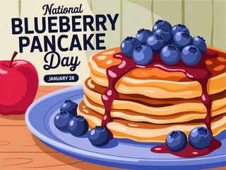 Celebrate national blueberry pancake day with a delicious stack of fluffy pancakes and fresh berries