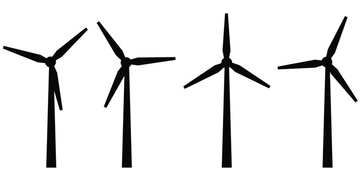 Wind Turbine Icon Set &ndash; Clean Outline Vector for Renewable Energy, Sustainable Power & Green 
Technology