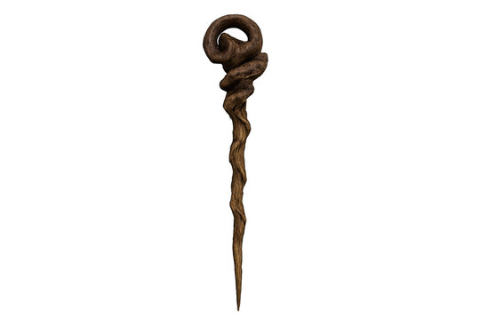 Twisted wooden fantasy magic wizard staff